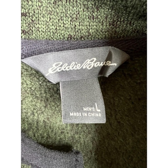Eddie Bauer Pullover Mens Large Green Radiator Fleece Snap Mock Neck Outdoors - Picture 4 of 9